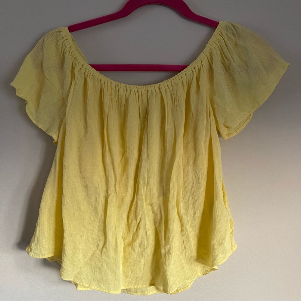 Yellow gauze crop top